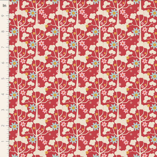 Tilda Fabrics Jubilee ~ TIL100542 ~ Wildgarden ~ Red