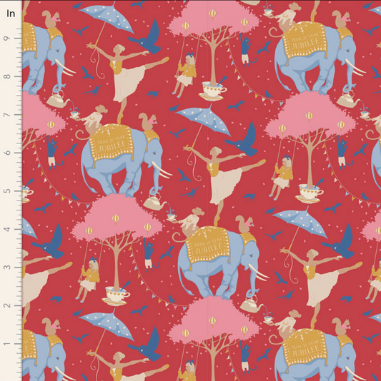 Tilda Fabrics Jubilee ~ TIL100543 ~ Circus Life ~ Red