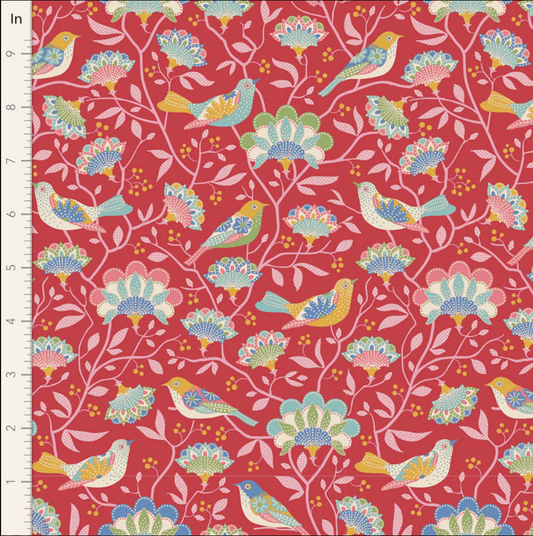 Tilda Fabrics Jubilee ~ TIL100544 ~ Bird Tree ~ Red
