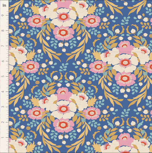 Tilda Fabrics Jubilee ~ TIL100551 ~ Anemone ~ Blue