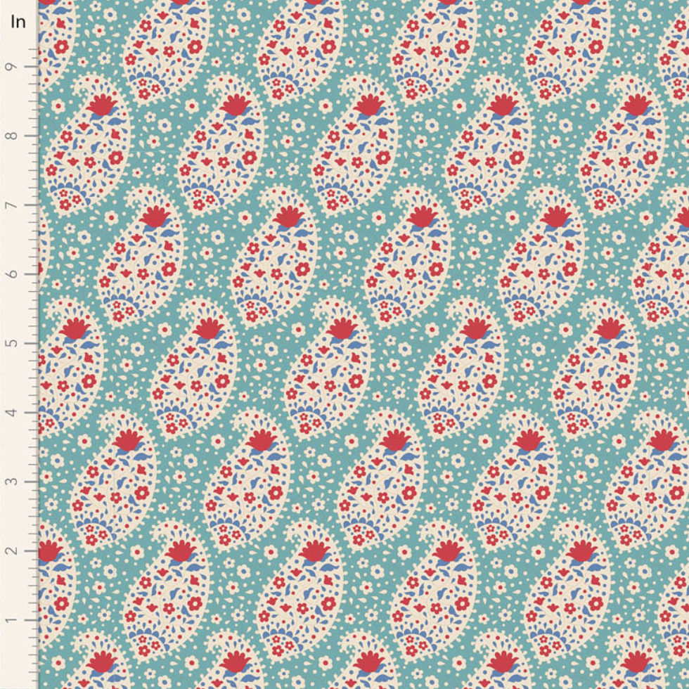 Tilda Fabrics Jubilee ~ TIL100556 ~ Tear Drop ~ Teal