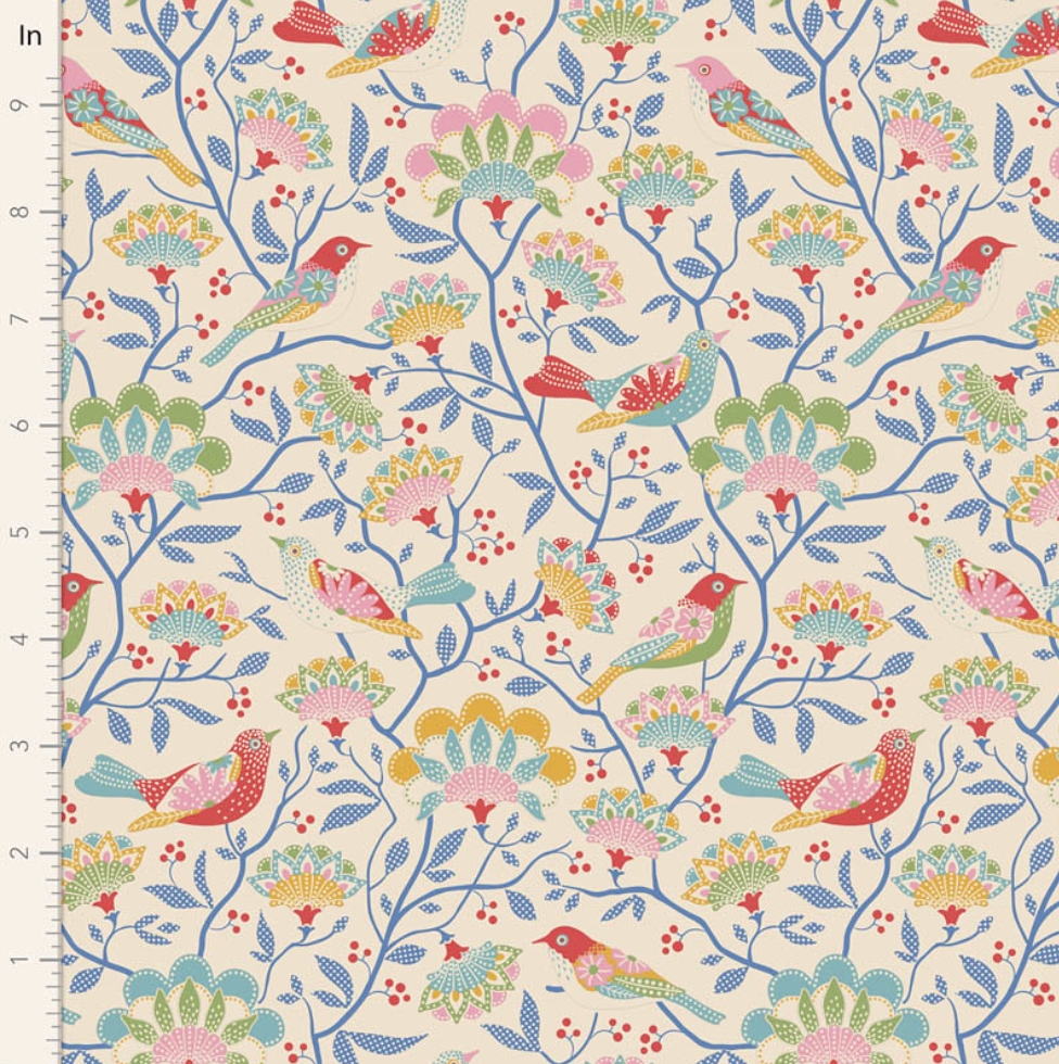 Tilda Fabrics Jubilee ~  remnant TIL100557 ~ Bird Tree ~ Cream