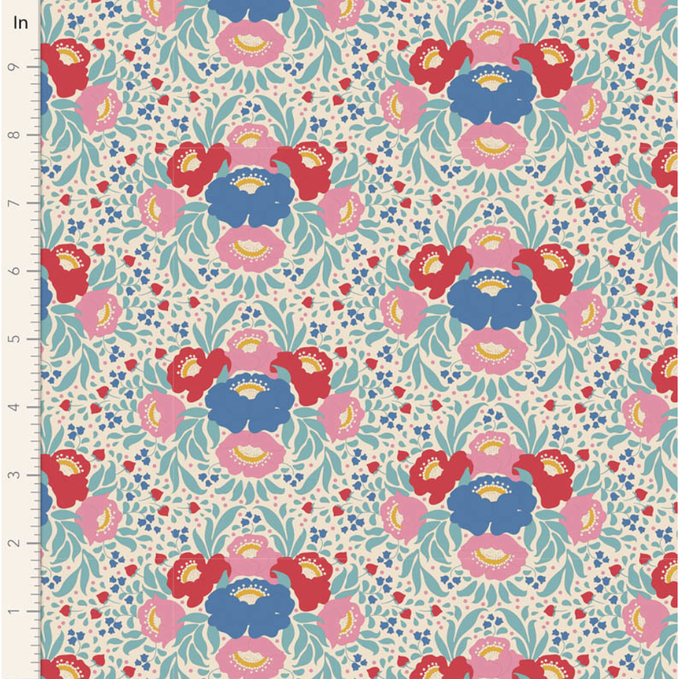 Tilda Fabrics Jubilee ~ TIL100558 ~ Autumn Bouquet ~ Teal