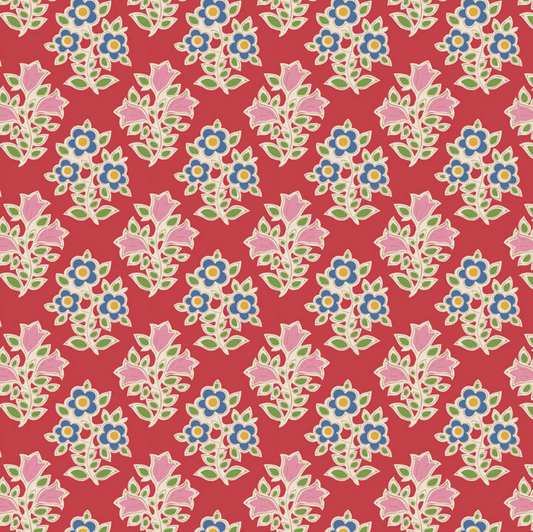 Tilda Fabrics Jubilee Blenders ~ TIL110096 ~ Farm Flowers ~ Red