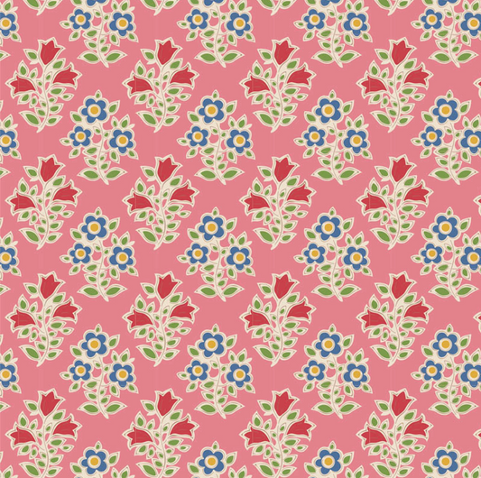 Tilda Fabrics Jubilee Blenders ~ TIL110097 ~ Farm Flowers ~ Pink