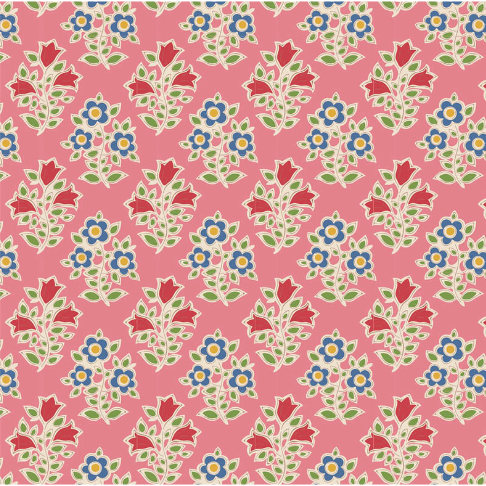 Tilda Fabrics Jubilee Blenders ~ TIL110097 ~ Farm Flowers ~ Pink