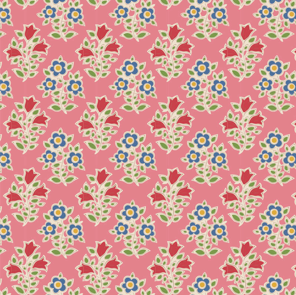 Tilda Fabrics Jubilee Blenders ~ TIL110097 ~ Farm Flowers ~ Pink