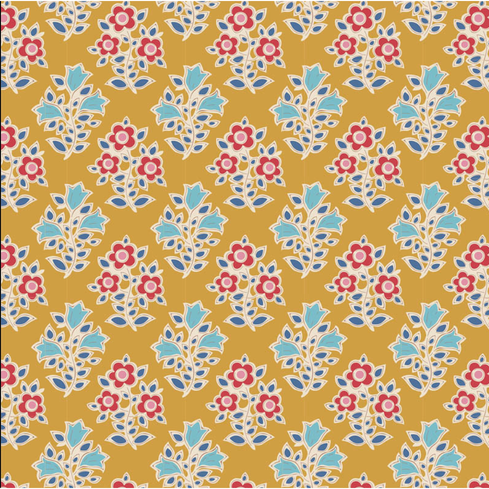 Tilda Fabrics Jubilee Blenders ~ TIL110098 ~ Farm Flowers ~ Mustard