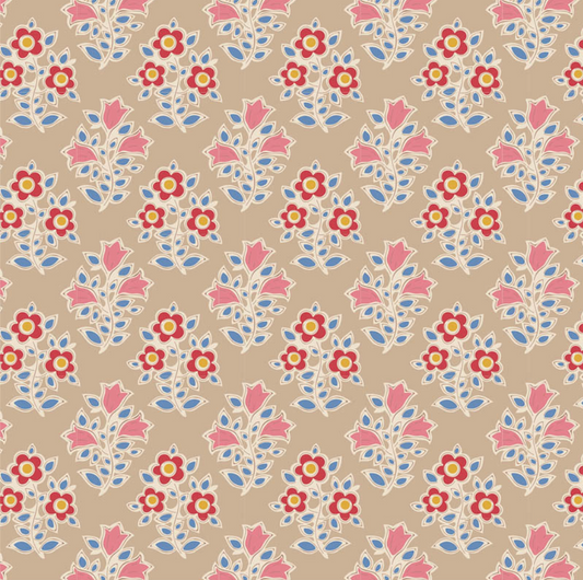 Tilda Fabrics Jubilee Blenders ~ TIL110099 ~ Farm Flowers ~ Sand