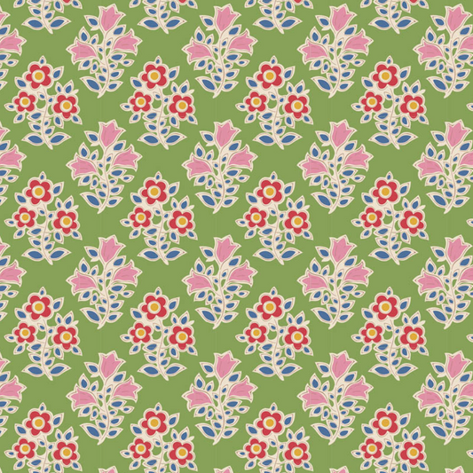 Tilda Fabrics Jubilee Blenders ~ TIL110102 ~ Farm Flowers ~ Green