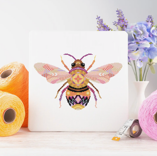 Meloca Designs | Mandala Bee Cross Stitch Pattern