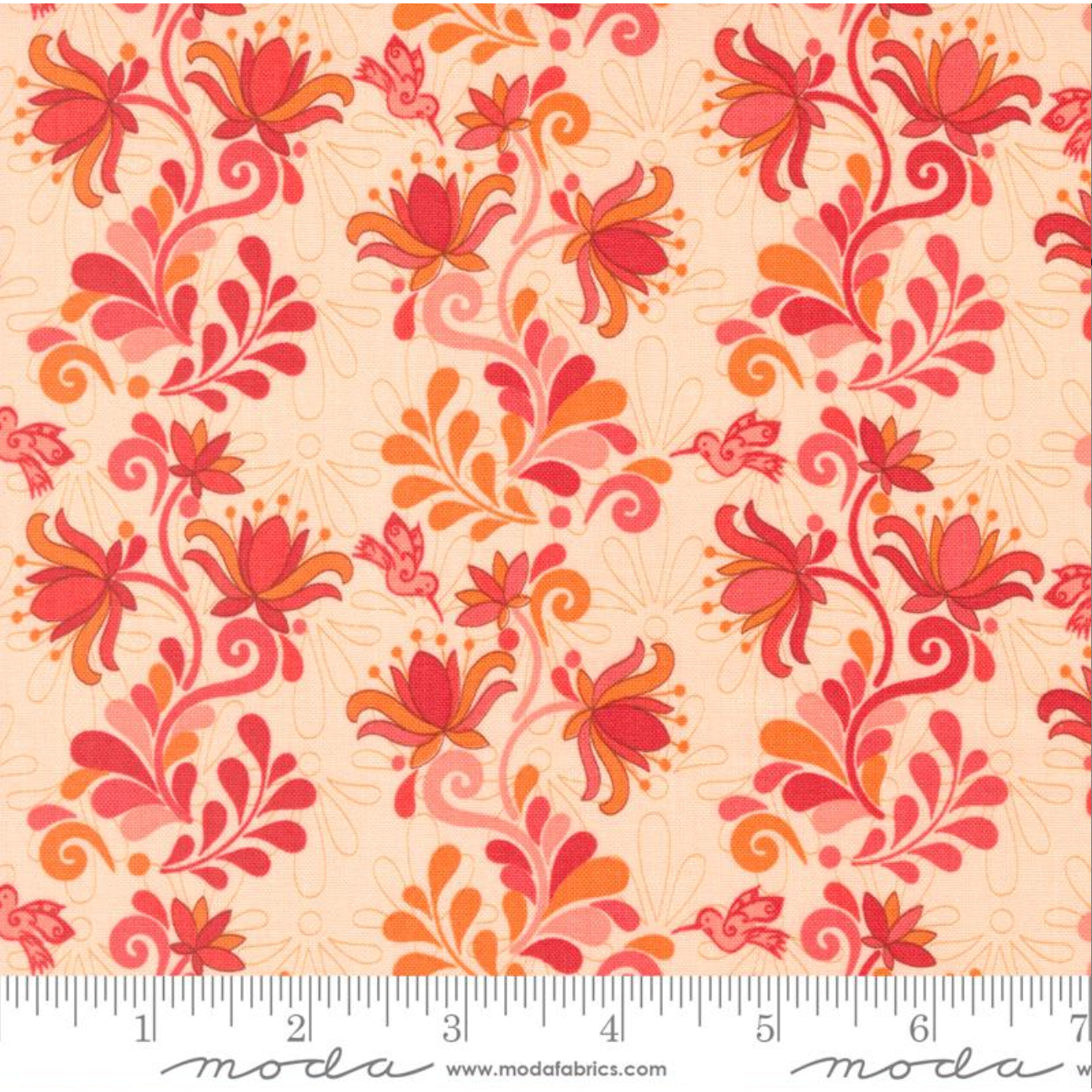Land of Enchantment ~ 9 yds ~ Yucca Florals ~ Coral 45031 13