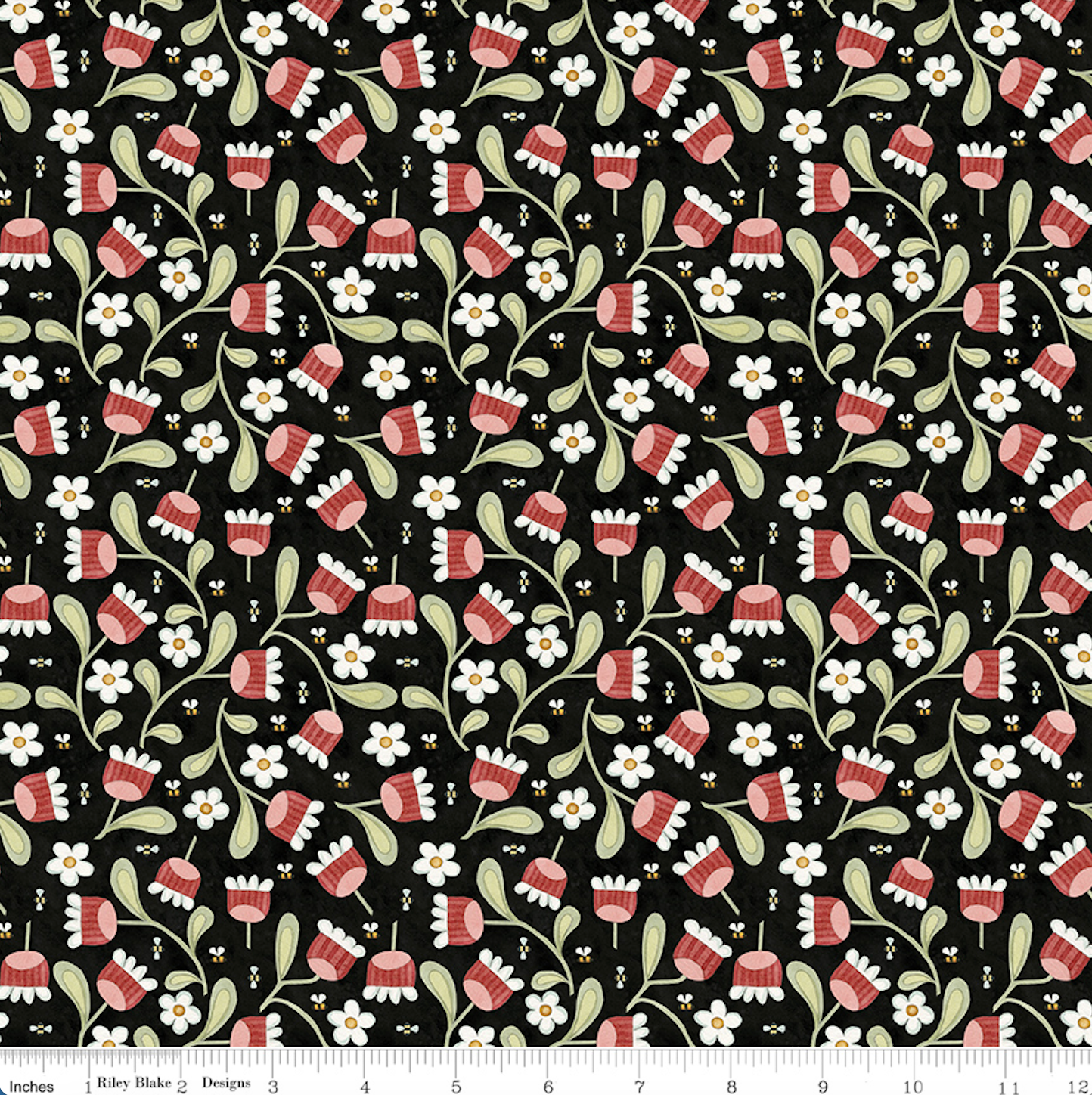 Teresa Kogut Hop Hop Hooray ~  Blooms and Bees C14274 Black