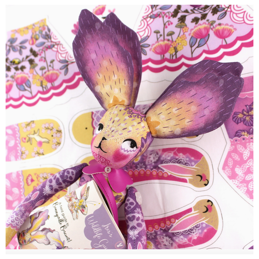 Diy Dolly Kit - Iris Flower Bunny + 12 Page Handmade Book