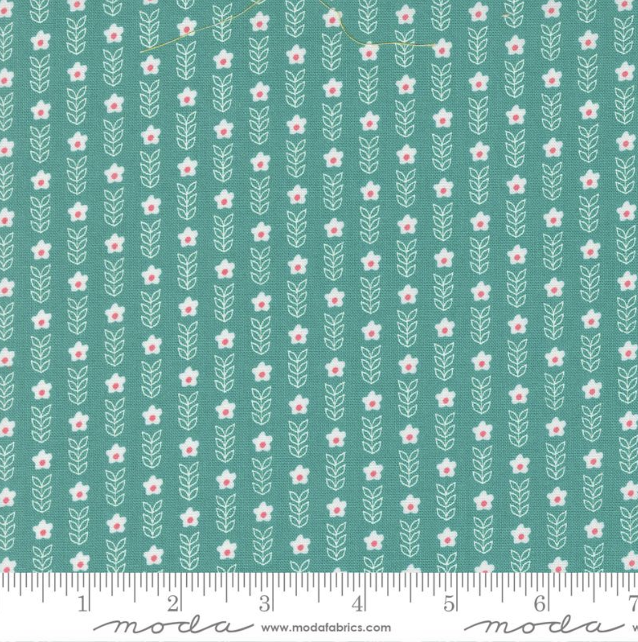 Strawberry Lemonade ~ Blooms Small Floral Stripe ~ Teal 37673 21