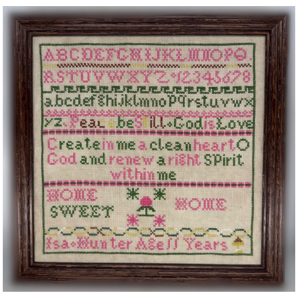 SamBrie Stitches Designs | Isa Hunter Reproduction Sampler MARKET 2024