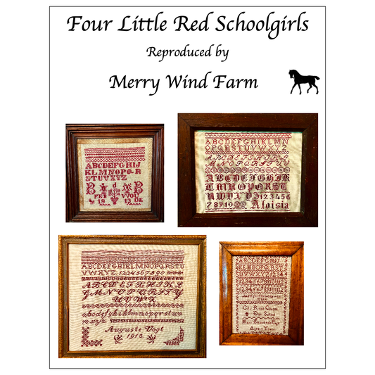 Merry Wind Farm | Four Little Red Schoolgirls Reproduction Samplers