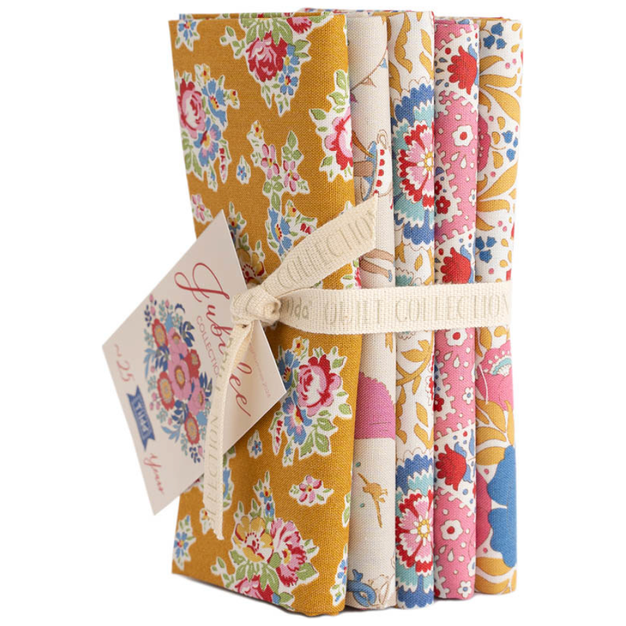 Tilda Fabrics Jubilee ~ TIL300185 ~ Fat Quarter Bundle ~ Mustard and Pink
