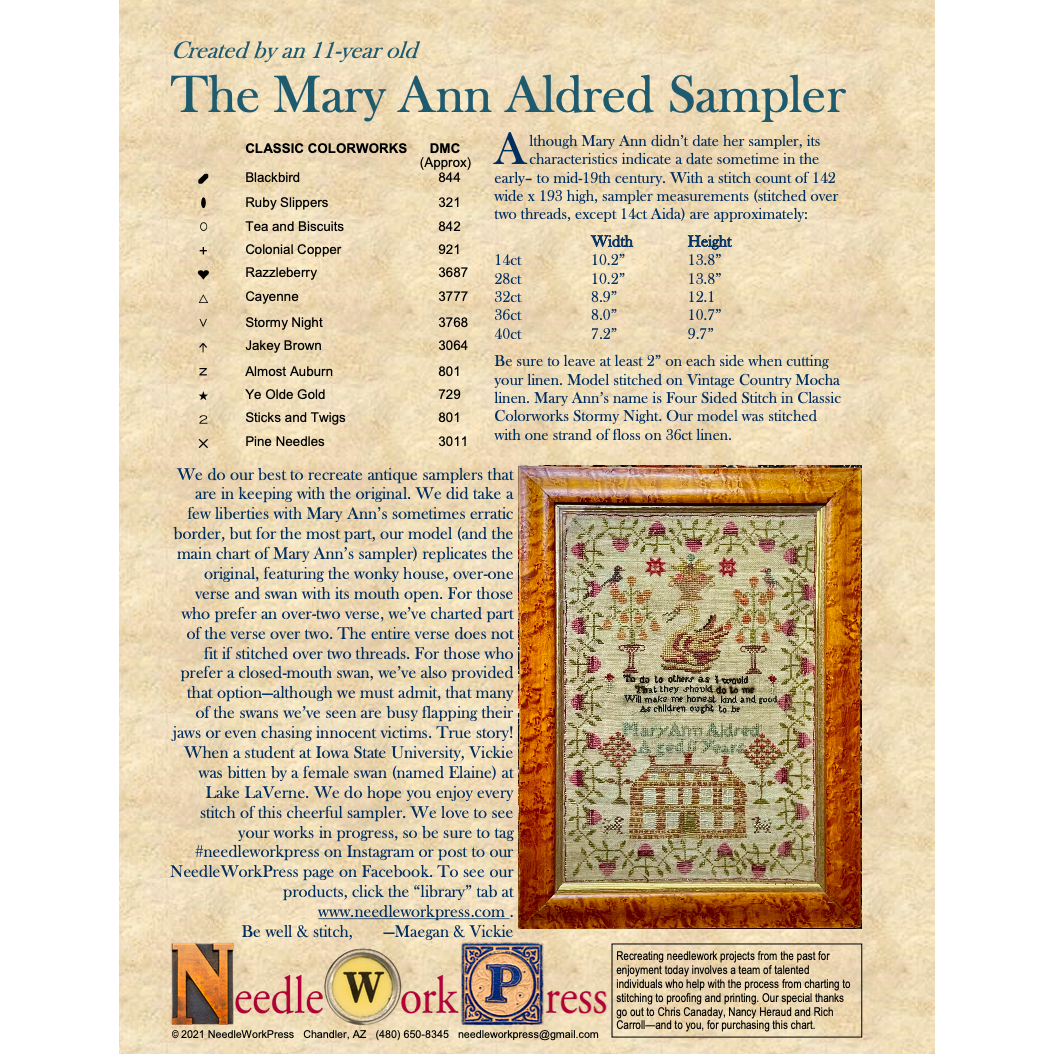 NeedleWorkPress | The Mary Ann Aldred Sampler MARKET 2024