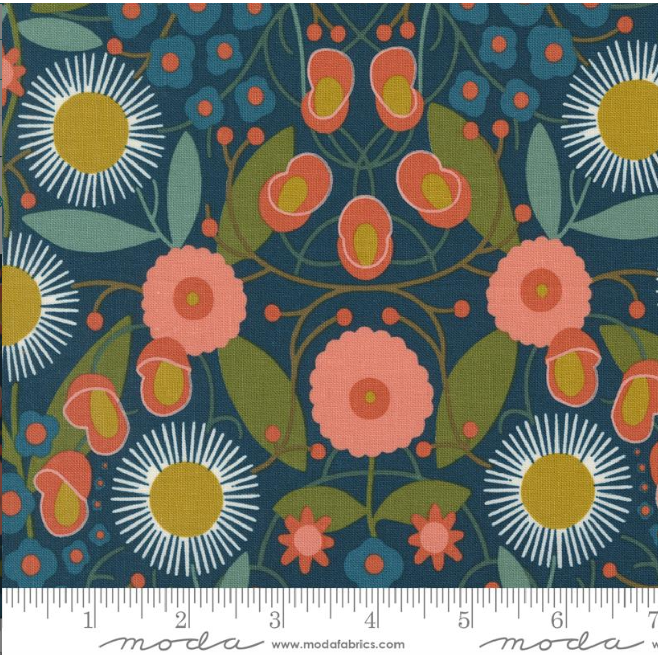 Imaginary Flowers ~ Magical Flowers ~ 61" x WOF remnant 48381 20 Midnight ~ One Yard