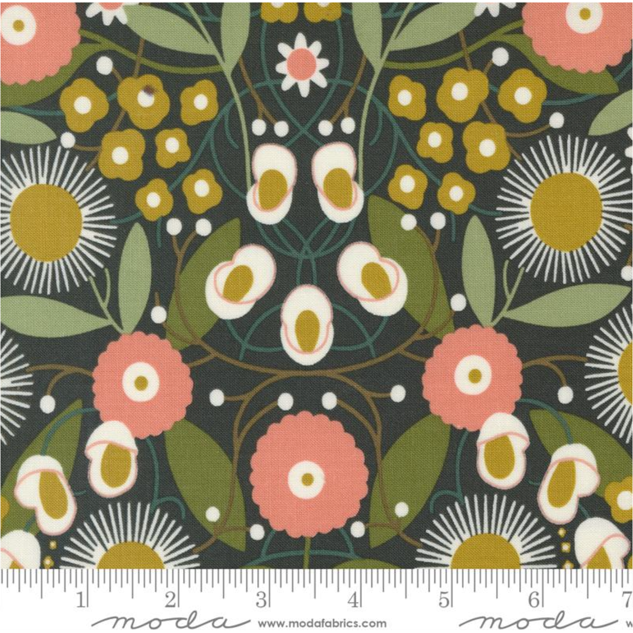 Imaginary Flowers ~ Magical Flowers ~ 48381 21 Ebony ~ One Yard
