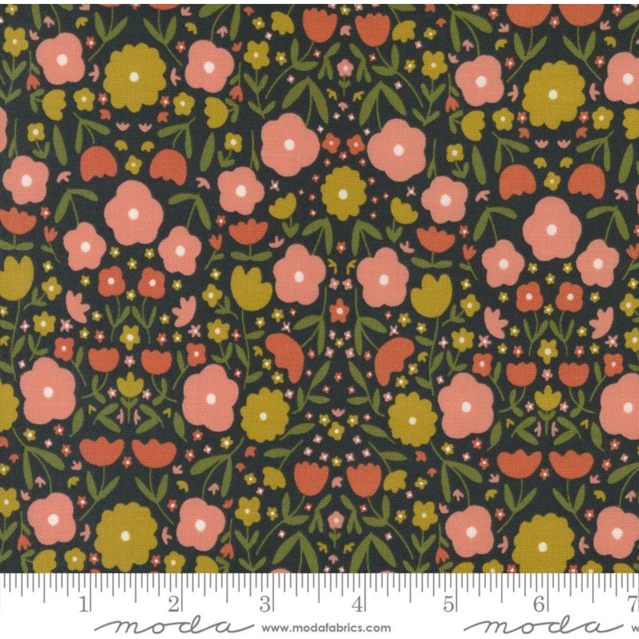 Imaginary Flowers ~ Peppy Petals ~ 48382 21 Ebony ~ One Yard