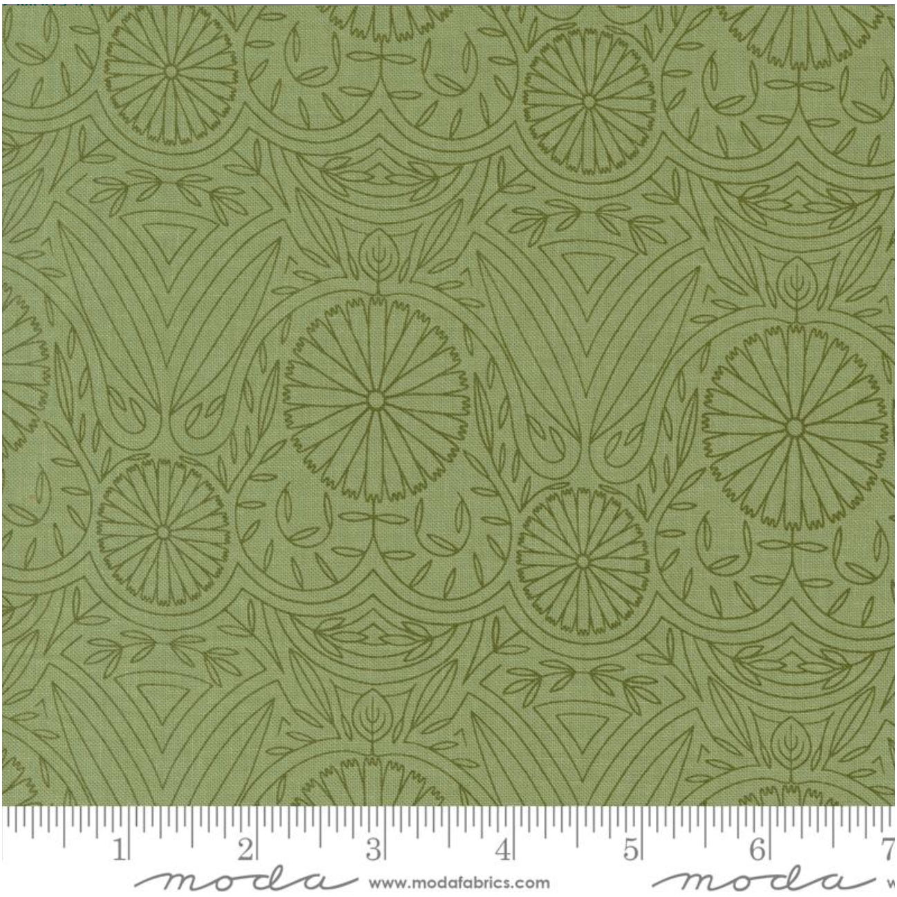 Imaginary Flowers ~ Flower Lines Damask ~ 48385 12 Sage ~ One Yard