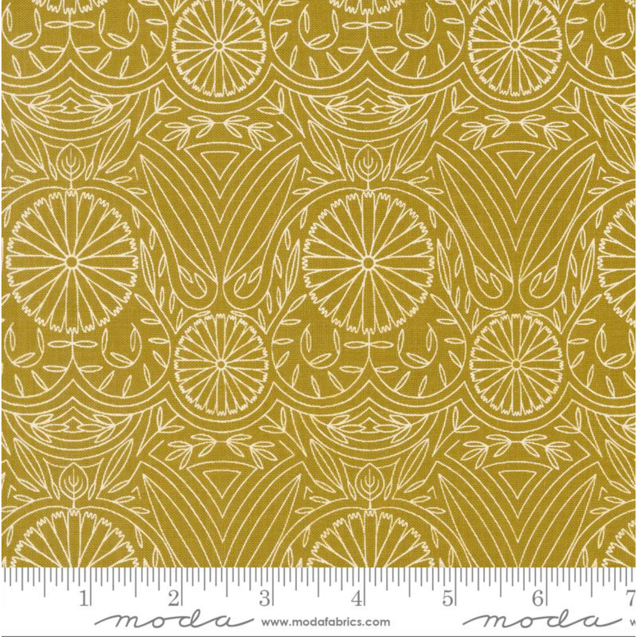 Imaginary Flowers ~ Flower Lines Damask ~ 48385 17 Golden ~ One Yard