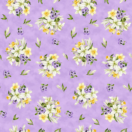Northcott ~ Spring Awakening ~ Bouquets ~ 26867 82 Lilac Multi