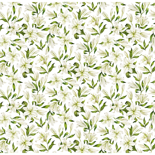 Northcott ~ Spring Awakening ~ Lilies 26868 10 White Multi