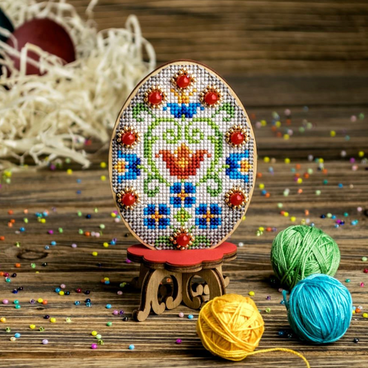 Wonderland | Floral Easter Egg Bead Embroidery Ornament Kit FLW-036