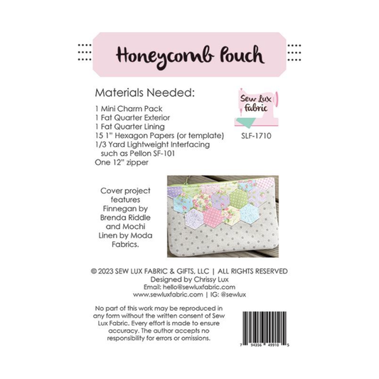 Sew Luxe ~ Honeycomb Pouch Sewing Pattern