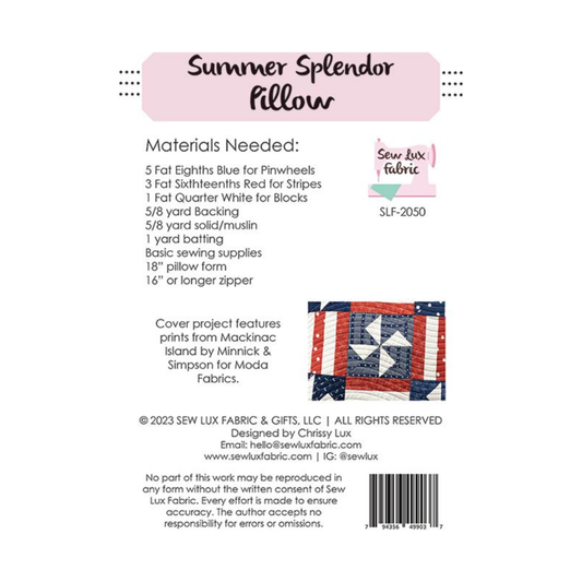 Sew Luxe ~ Summer Splendor Pillow Sewing Pattern