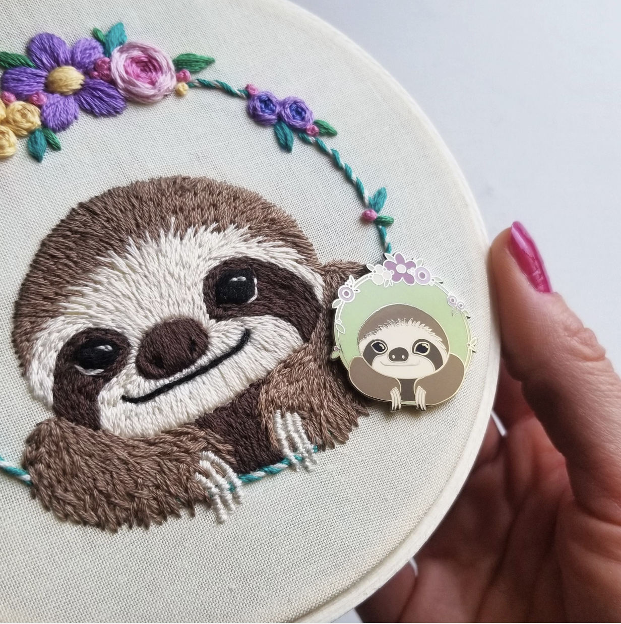 Jessica Long Embroidery | Smiling Sloth Embroidery Kit