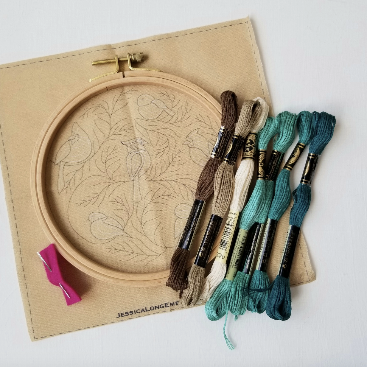 Jessica Long Embroidery | Winter Birds Embroidery Kit