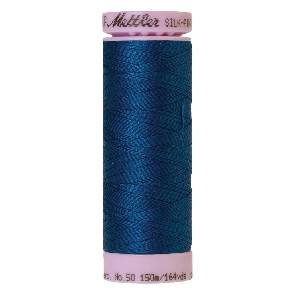 Mettler Silk-Finish 50wt Solid Cotton Thread 164yd/150M Colonial Blue 0024