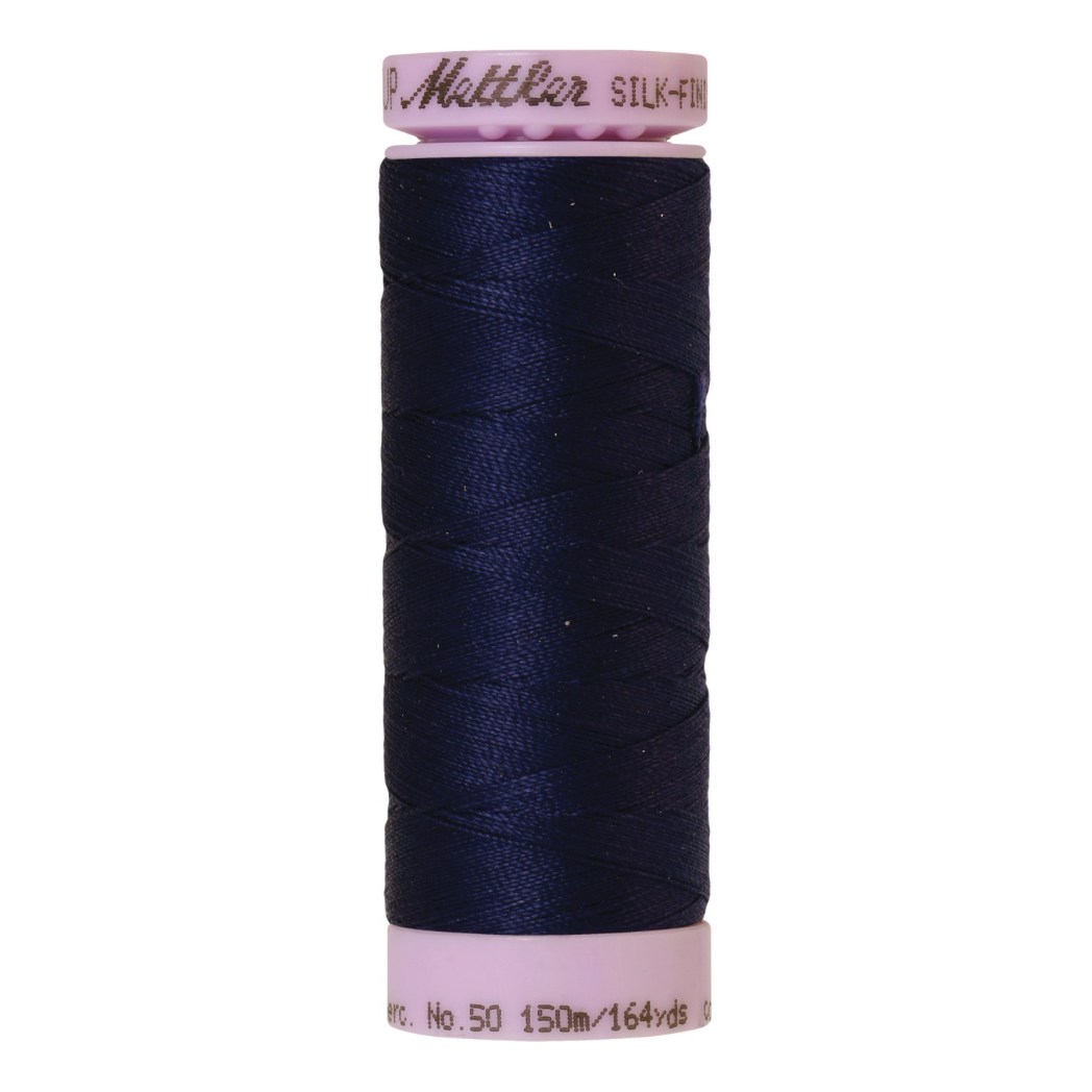 Mettler Silk-Finish 50wt Solid Cotton Thread 164yd/150M Dark Indigo 0016