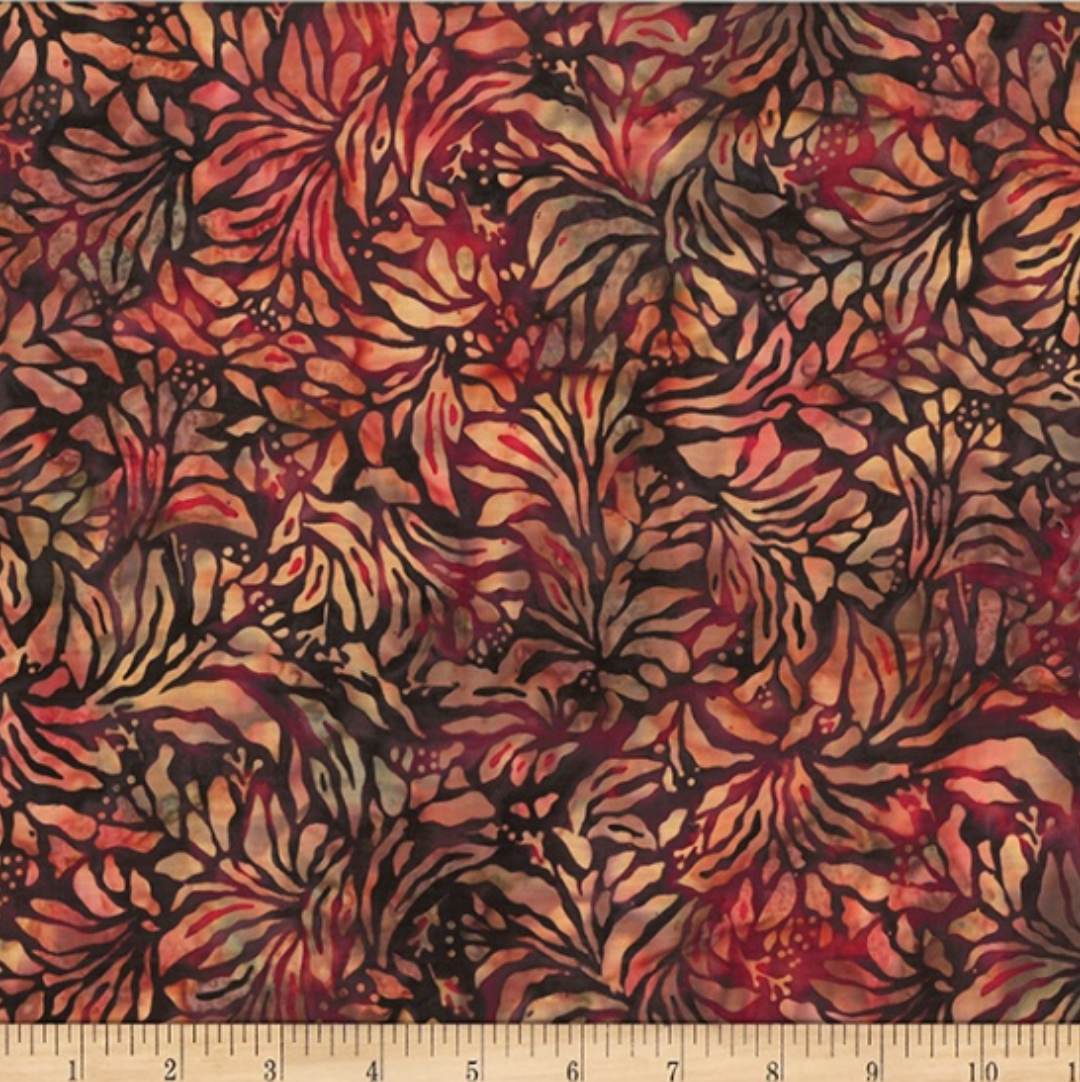 Bali Batik ~ Floral Stems ~ V2557 347 Lava