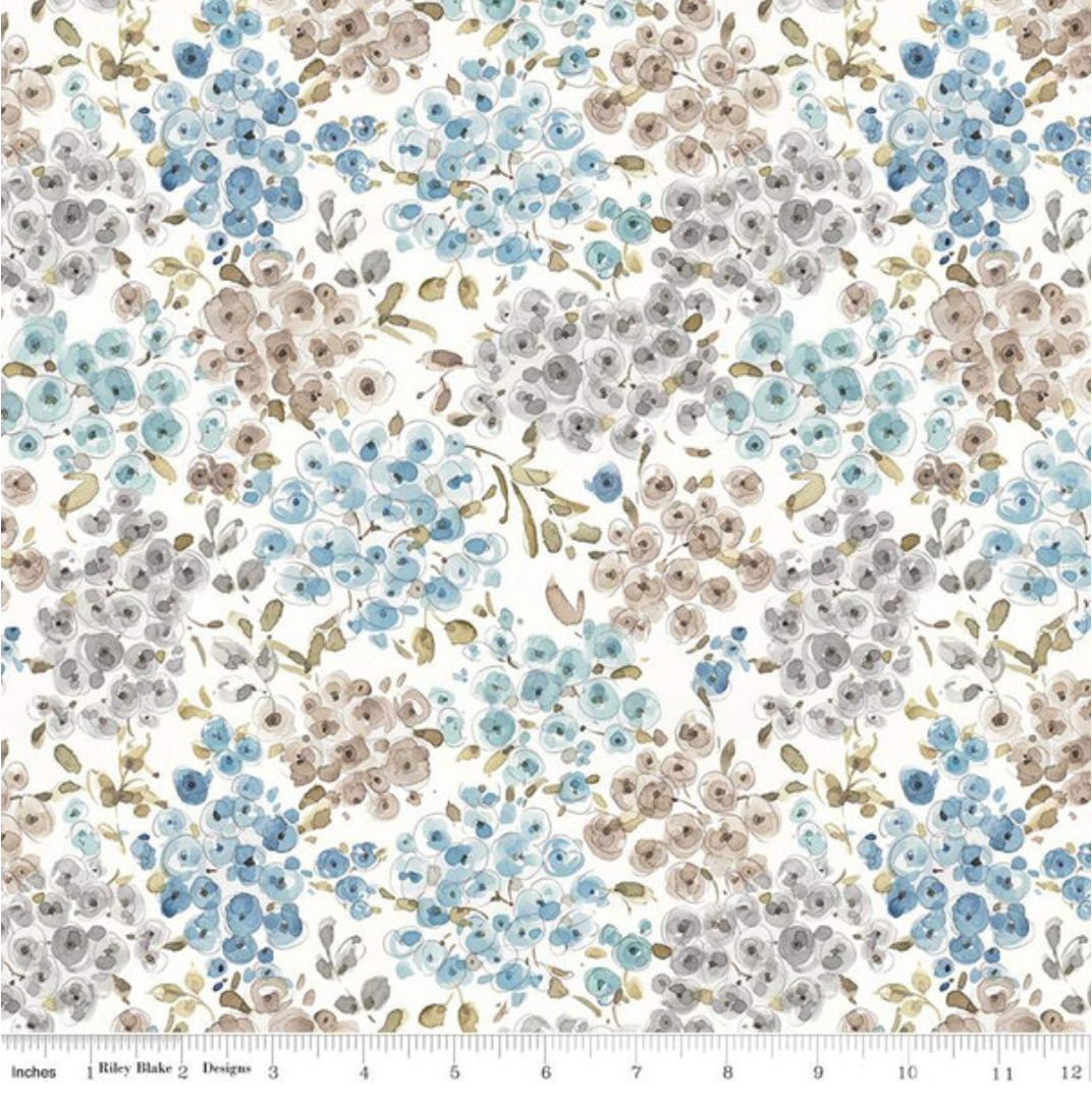 Blue Escape Coastal ~ Floral ~ C14512 Off White