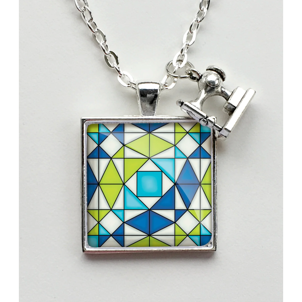 Patchwork Pendants | Square Storm at Sea Quilt Block Necklace