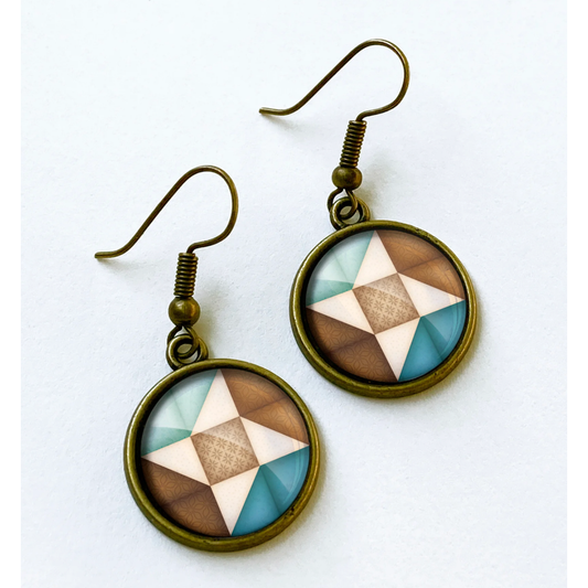 Patchwork Pendants | Friendship Star Circular Quilt Block Earrings