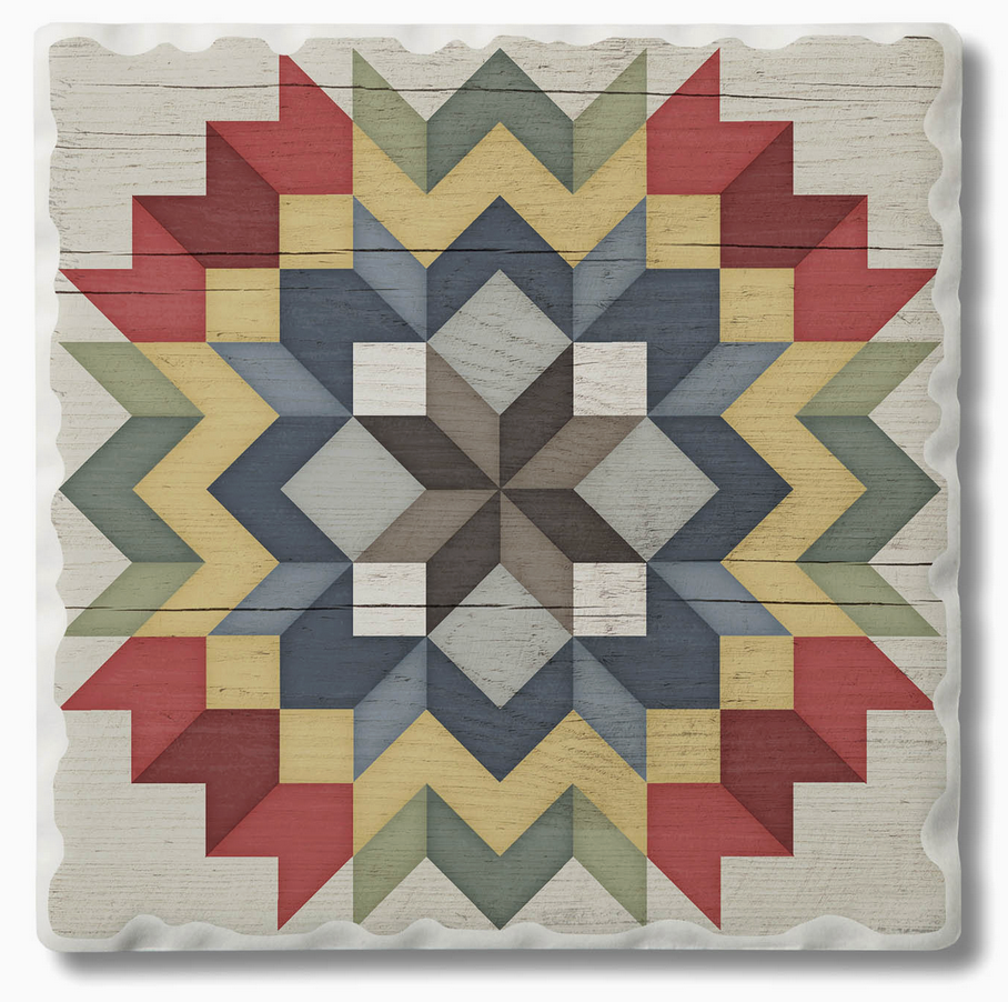 Barn Quilt Absorbent Stone Coaster | Carpenter's Star