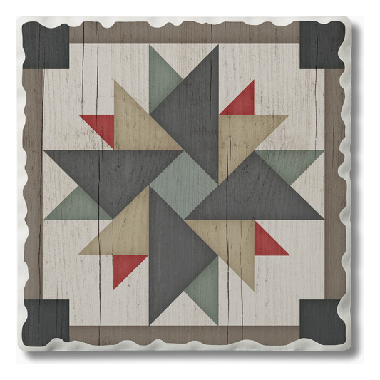 Barn Quilt Absorbent Stone Coaster | Windmill