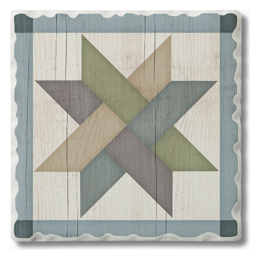Barn Quilt Absorbent Stone Coaster | Weave Star