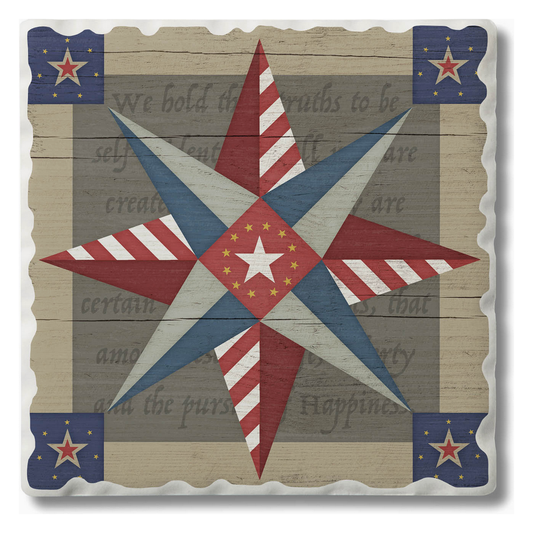 Barn Quilt Absorbent Stone Coaster | American Guiding Star