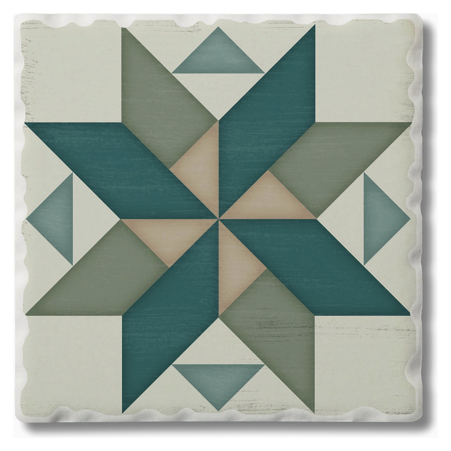 Barn Quilt Absorbent Stone Coaster | Spinning Pinwheel