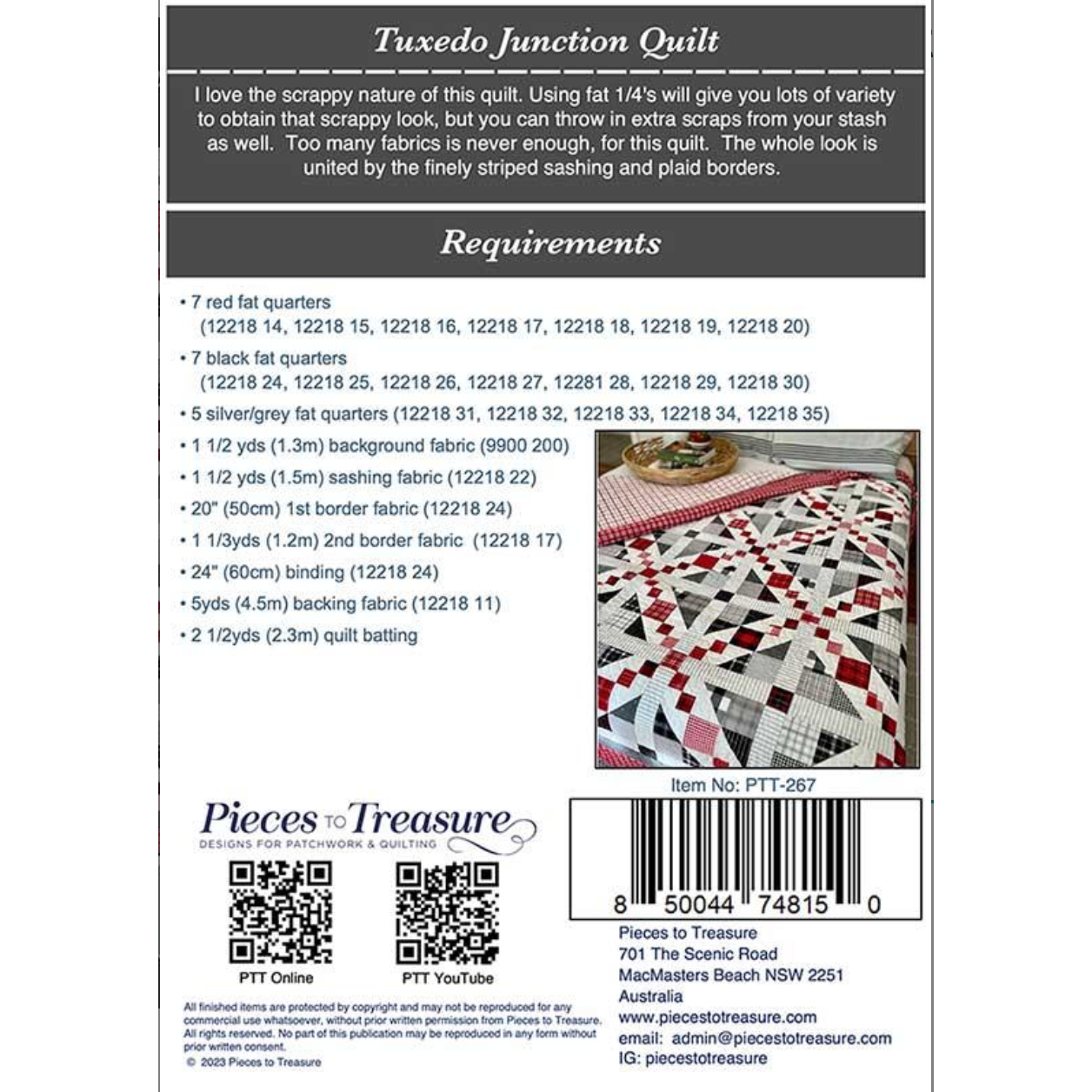 Pieces to Treasure ~ Tuxedo Junction Quilt Pattern