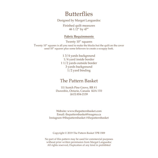 The Pattern Basket ~ Butterflies Quilt Pattern