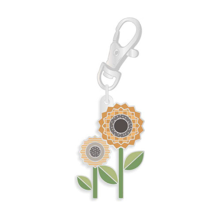 Lori Holt Enamel Happy Charm / Zipper Pull ~ Sunflower