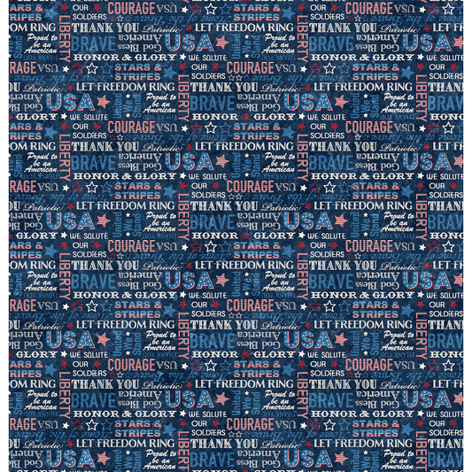 Stars and Stripes 12 ~ Words ~ 27014 49 Navy Multi